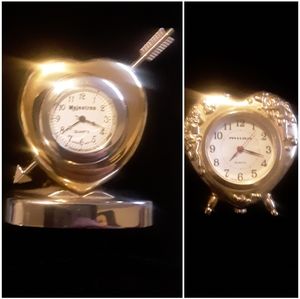 2 Miniature Hearts Mantle Clocks